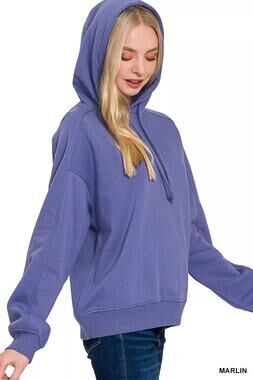 Zenana Relaxed Fit Fleece Hoodie – Soft Everyday Comfort Marlin New